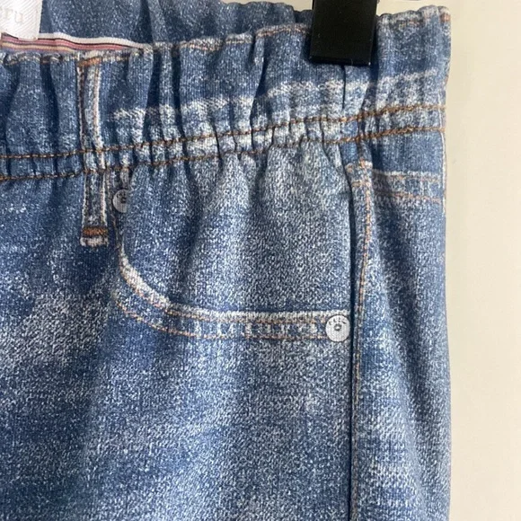 Ecru Denim-Print Wide-Leg Sweatpants - Picture 8 of 13